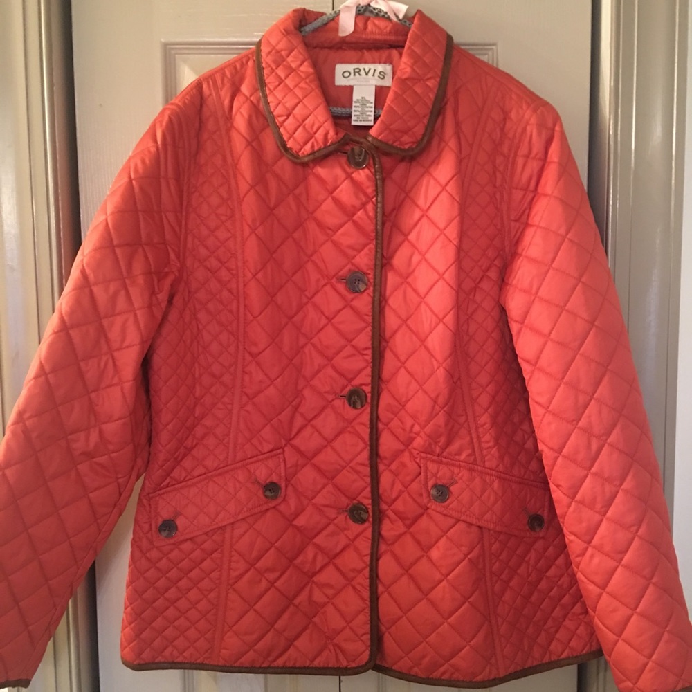 Winter coat, Orvis quilted orange